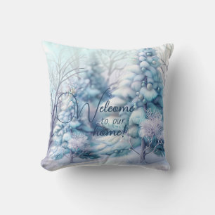Create Your Own Fluffy Snow Covered Trees Throw Pillow
