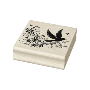 Create Your Own Flying Flower Vine Songbird Rubber Stamp