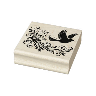 Create Your Own Flying Leafy Vine Songbird Rubber Stamp