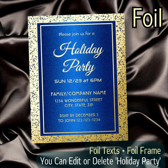 Create Your Own For Any Occasion Blue Gold Scripts Foil Invitation Postcard (Creator Uploaded)