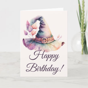 Create Your Own Frilly Rainbow Witch Hat Leaves Holiday Card