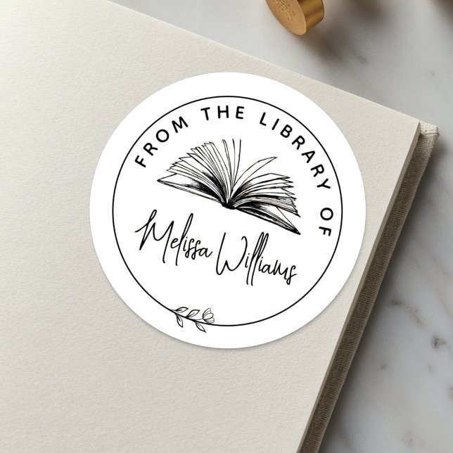 Create your own 'From the Library of' Bookplate Classic Round Sticker (Creator Uploaded)