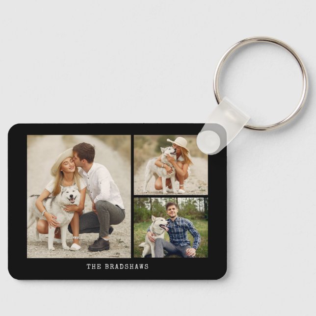 Create Your Own Gallery of 3 Photos Keychain (Front)