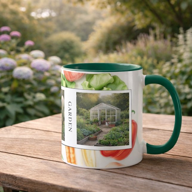 Create your own garden photos monogrammed mug (Create your own garden photos monogrammed mug. You can add your own photos, name and text.)