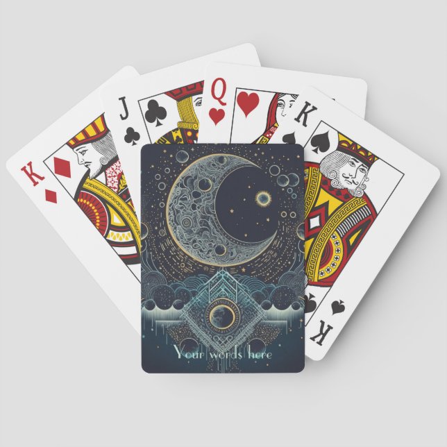 Create Your Own Geometric Celestial Moon Playing Cards (Back)