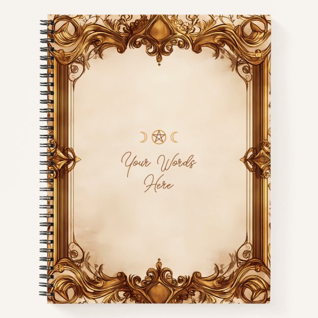 Create Your Own Gilded Beige Ornate Notebook (Front)