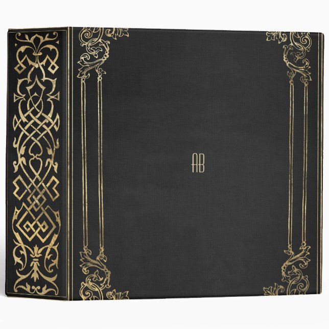 Create Your Own Gilded Black Notebook Binder (Front/Spine)