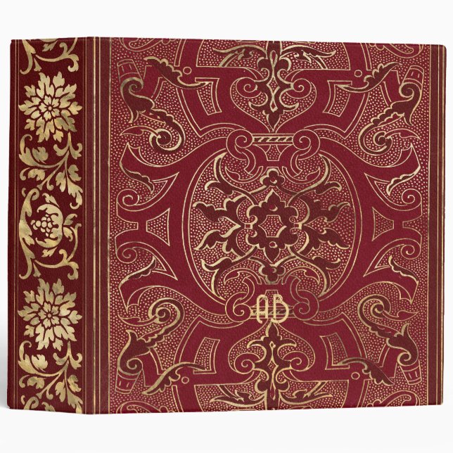 Create Your Own Gilded Chinese Red Notebook Binder (Front/Spine)