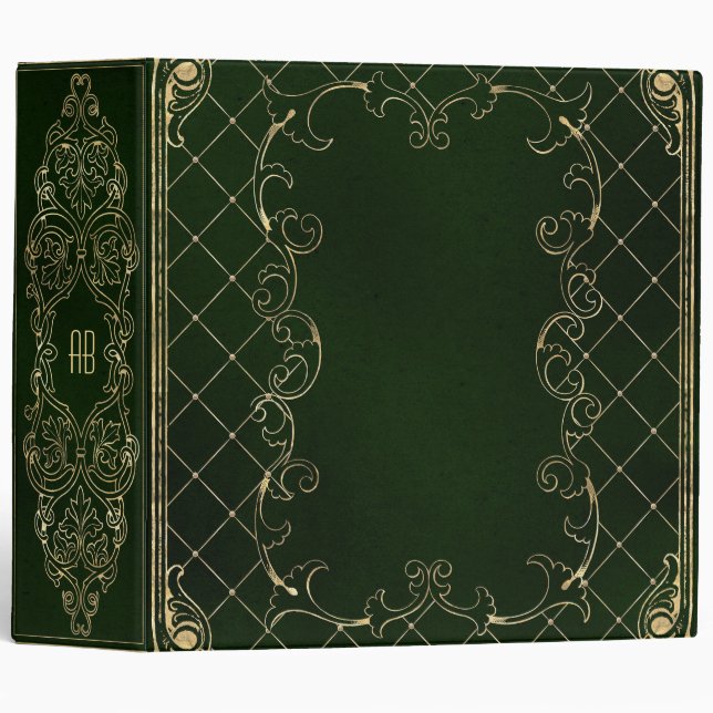 Create Your Own Gilded Dark Forest Green Notebook Binder (Front/Spine)