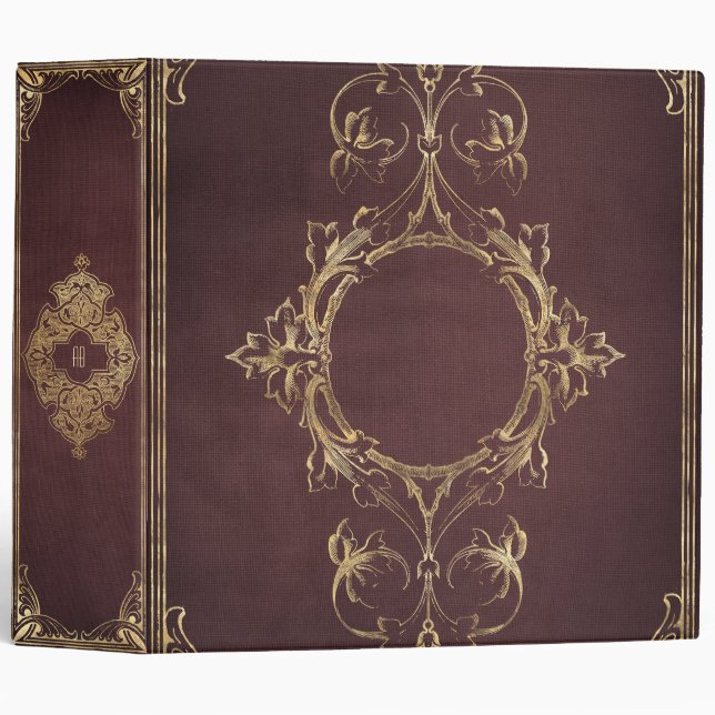 Create Your Own Gilded Deep Maroon Notebook Binder (Front/Spine)