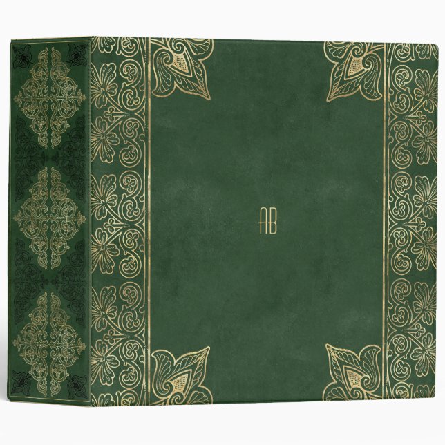 Create Your Own Gilded Emerald Green Notebook Binder (Front/Spine)