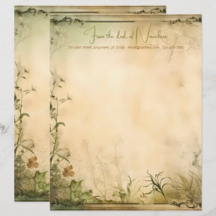 Create Your Own Gilded Flowers Garden Vintage Letterhead