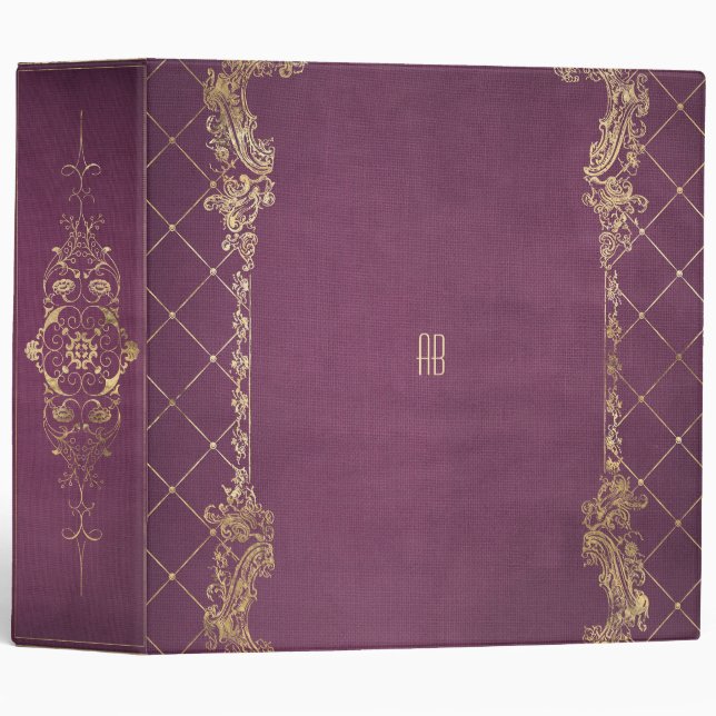 Create Your Own Gilded Magenta Purple Notebook Binder (Front/Spine)