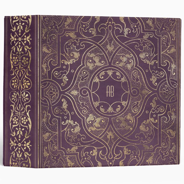 Create Your Own Gilded Plum Purple Notebook Binder (Front/Spine)