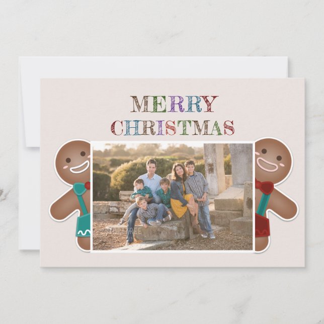 Create Your Own Gingerbread Family Christmas Photo Holiday Card (Front)