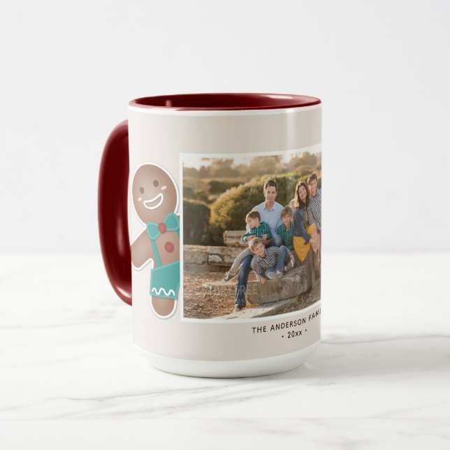 Create Your Own Gingerbread Family Christmas Photo Mug (Front Left)