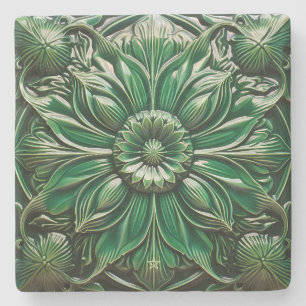 Create Your Own Glazed Clay Olive Green Sunflower Stone Coaster