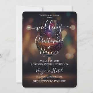 Create Your Own Glitter Wine Glass Wedding Invitation