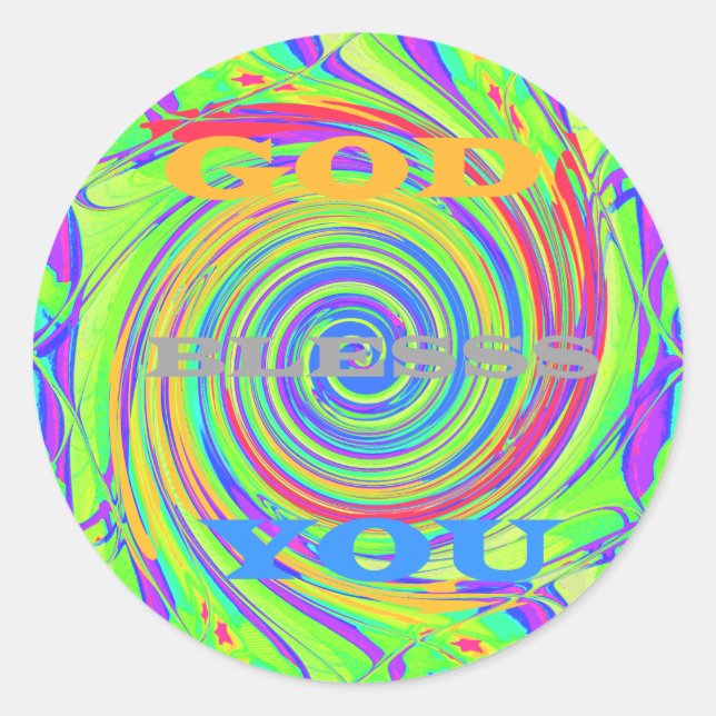 Create Your Own God Bless You Inspirational Text Classic Round Sticker (Front)