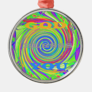 Create Your Own God Bless You Inspirational Text Metal Ornament