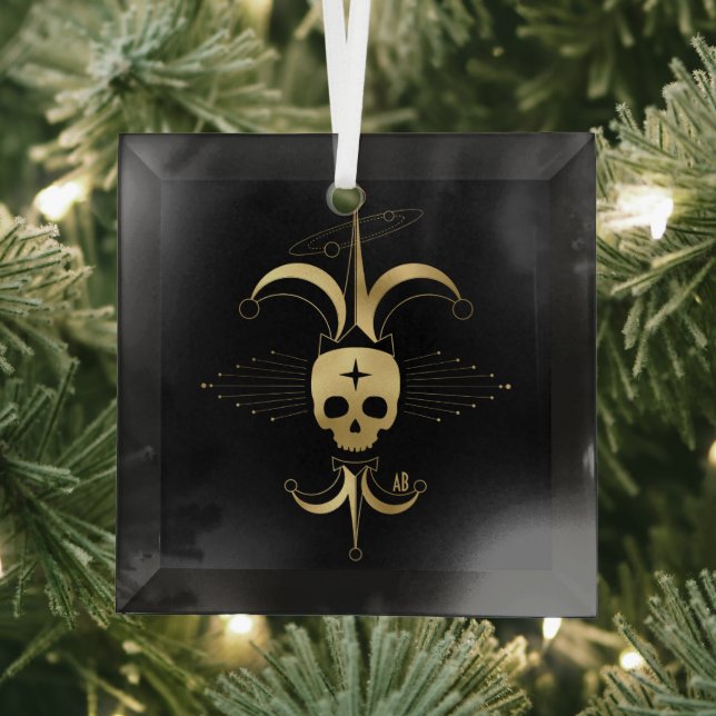 Create Your Own Gold Arcane Fool Tarot Glass Ornament (Insitu)