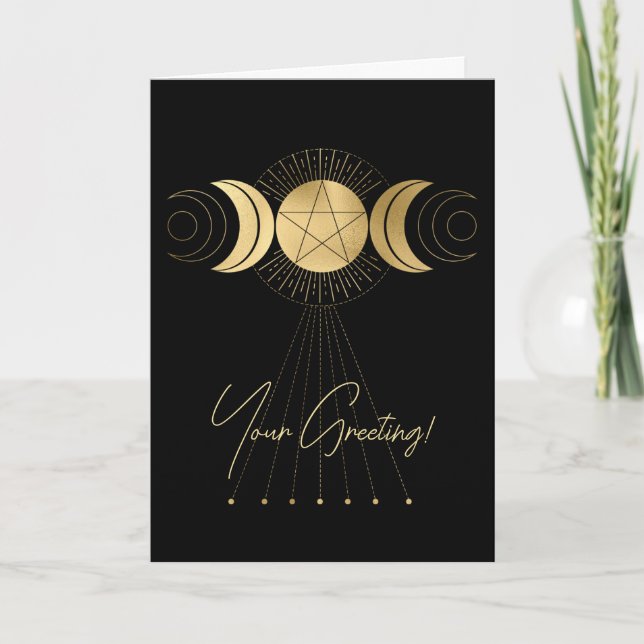 Create Your Own Gold Arcane High Priestess Tarot Holiday Card (Front)
