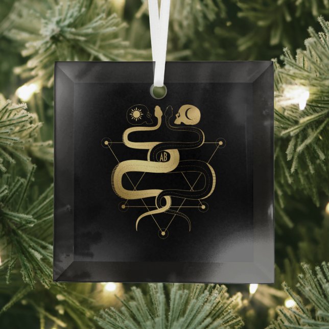 Create Your Own Gold Arcane Lovers Tarot Glass Ornament (Insitu)