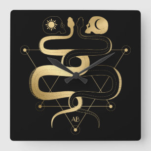 Create Your Own Gold Arcane Lovers Tarot Square Wall Clock
