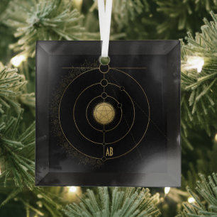 Create Your Own Gold Arcane Pentacle Tarot Glass Ornament