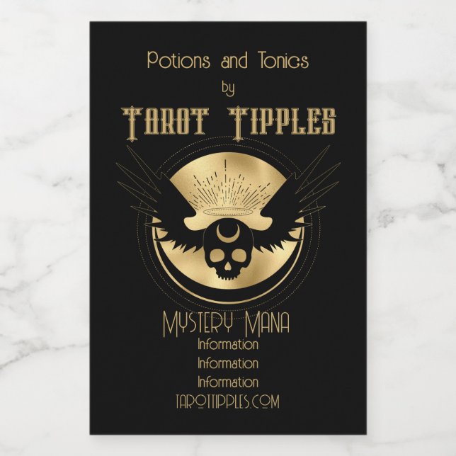 Create Your Own Gold Arcane Temperance Tarot Wine Label (Single Label)