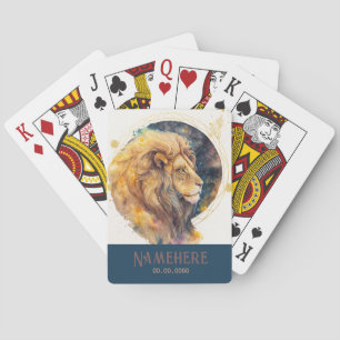 Create Your Own Gold & Blue Leo Zodiac Playing Cards