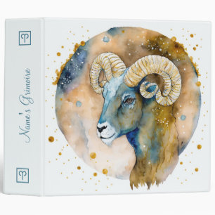 Create Your Own Gold & Blue Mystical Aries Zodiac Binder