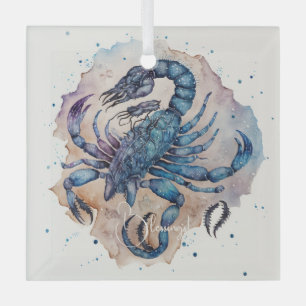 Create Your Own Gold & Blue Mystical Scorpio Glass Ornament