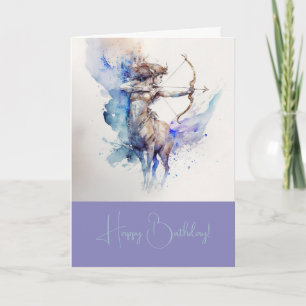 Create Your Own Gold & Blue Sagittarius Zodiac Holiday Card