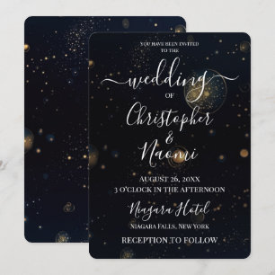 Create Your Own Gold Bubbles on Black Invitation