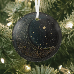 Create Your Own Gold Filigree Moon Celestial Glass Ornament