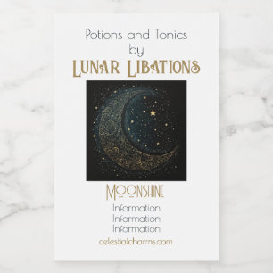 Create Your Own Gold Filigree Moon Celestial Wine Label