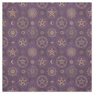 Create Your Own Gold Pentacles Moon Purple Fabric