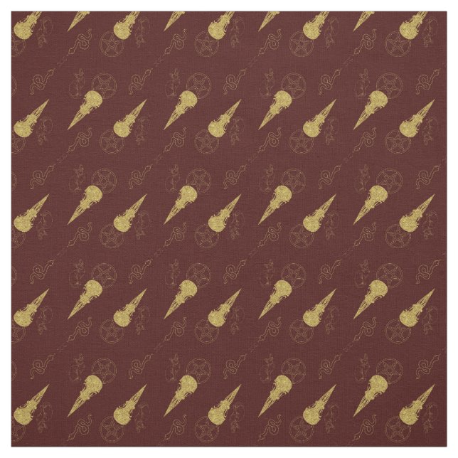 Create Your Own Gold Ritual Symbols Red Fabric (Swatch)