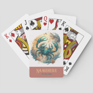 Create Your Own Gold & Teal Mystical Cancer Zodiac Playing Cards