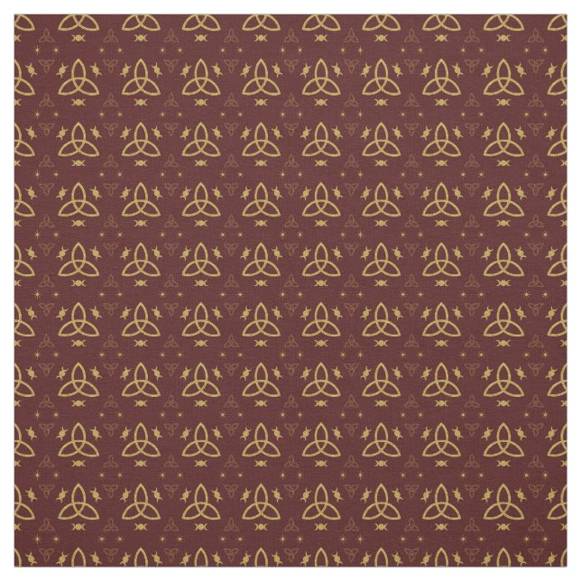 Create Your Own Gold Triquetra Moon Goddess Red Fabric (Swatch)