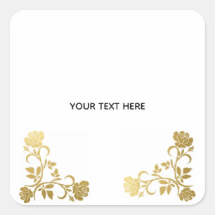 Create Your Own Golden Elegant Square Sticker