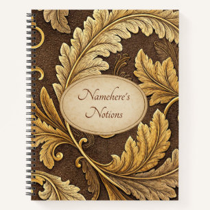 Create Your Own Golden Embossed Vintage Leafy Vine Notebook