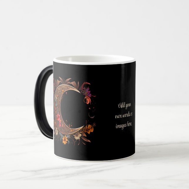Create Your Own Golden Floral Boho Moon Magic Mug (Front Left)