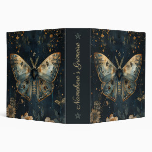 Create Your Own Golden Midnight Blue Moth Flowers Binder