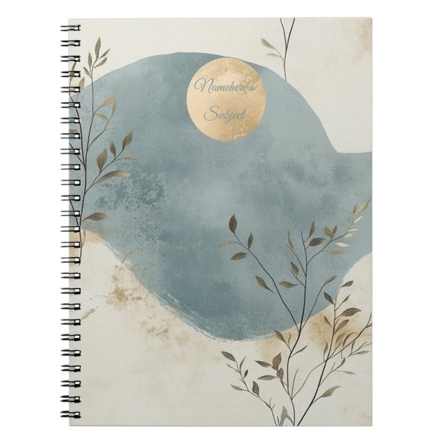 Create Your Own Golden Moon Floral Minimalist Notebook (Front)
