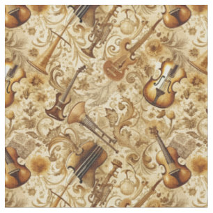 Create Your Own Golden Orchestra Floral Collage Fabric
