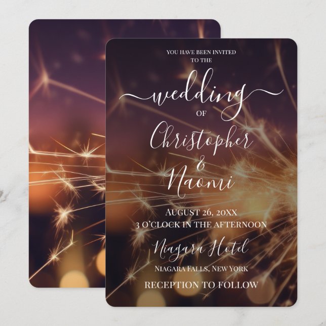 Create Your Own Golden Sparkler Fireworks Invitation (Front/Back)