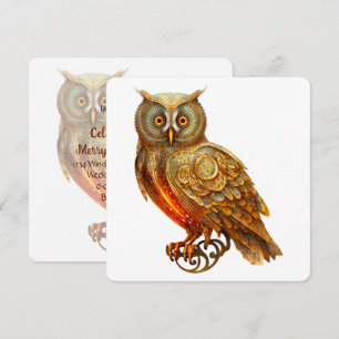 Create Your Own Golden Steampunk Owl Invitation