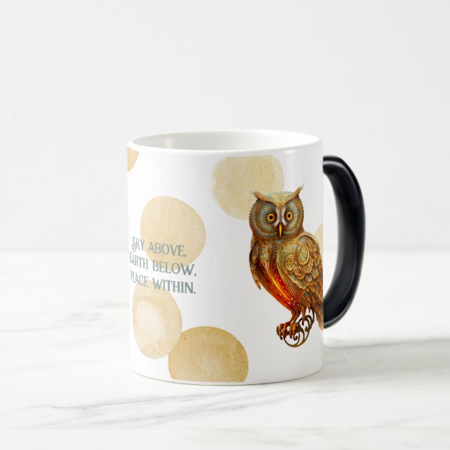 Create Your Own Golden Steampunk Owl Magic Mug (Front Right)